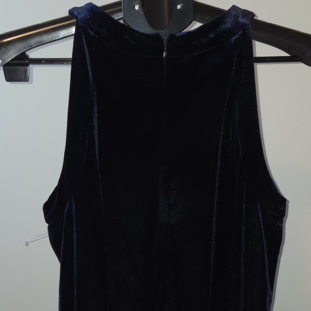 Navy Velvet Halter Swing Dress - Picture 9 of 12